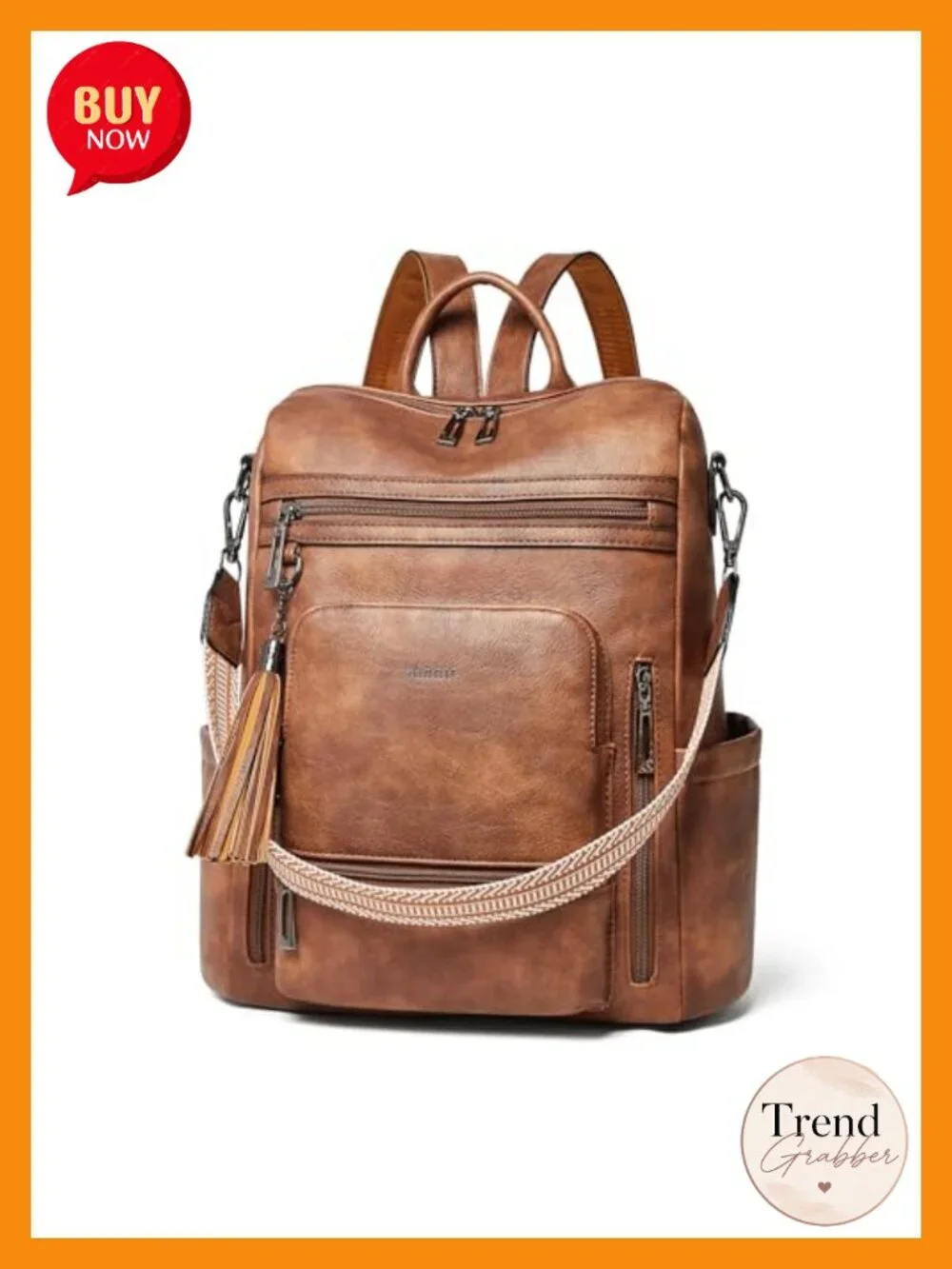 Vegan Leather Laptop Backpack for Women 15.6 inch Work Travel Backpack